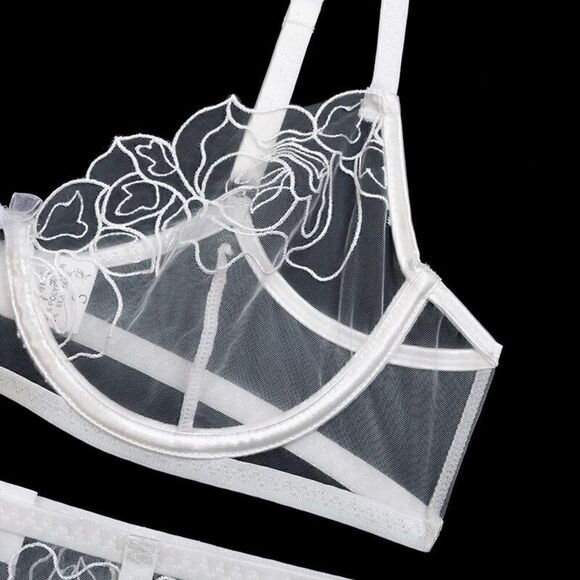 Sexy Sheer Floral Embroidered Lingerie Set - Picture 12 of 13